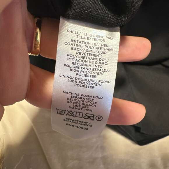 LOFT Black Faux Leather Ruched Sleeve (2P), Petite - Picture 9 of 9